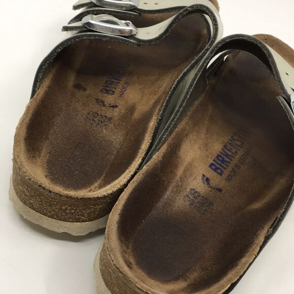 Birkenstock Arizona Birko-Flor Metallic Champagne Light Gold Soft Footbed EU 38 - Picture 6 of 16